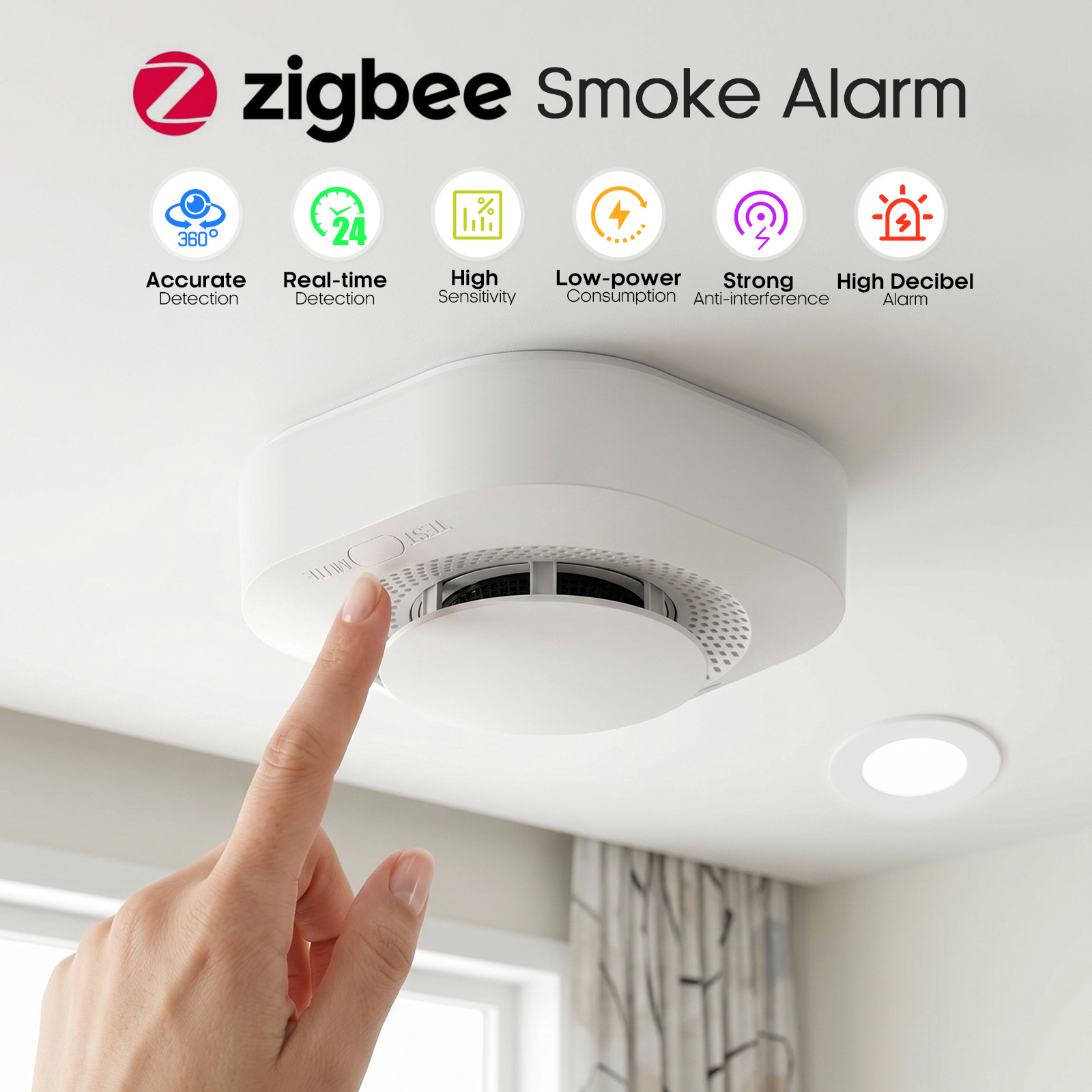 4 / 6 / 8 / 12 PCS Tuya Zigbee - Smoke Detector Interconnected ulasan dan harga
