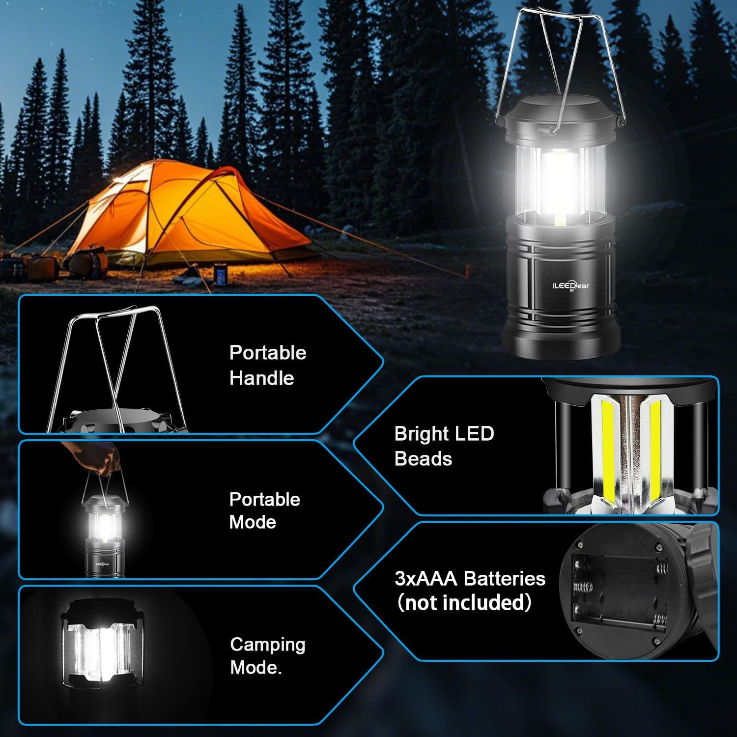 LED Camping Lantern, Battery O - Power Outage Light ulasan dan harga