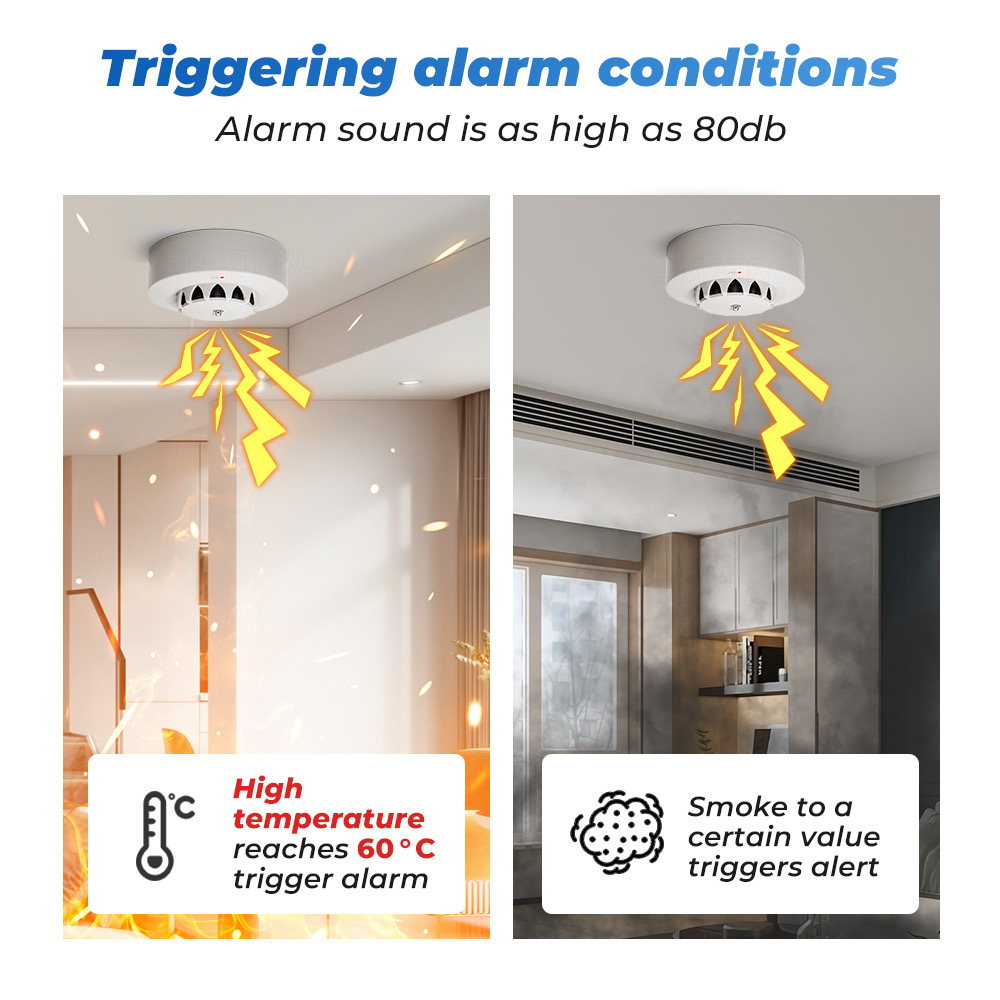 Tuya WiFi or Zigbee Smoke Dete - Smoke Detector Interconnected ulasan dan harga