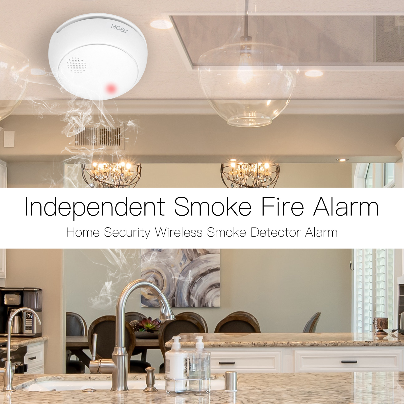MOES ZigBee Smart Wireless Smo - Smoke Detector Interconnected ulasan dan harga