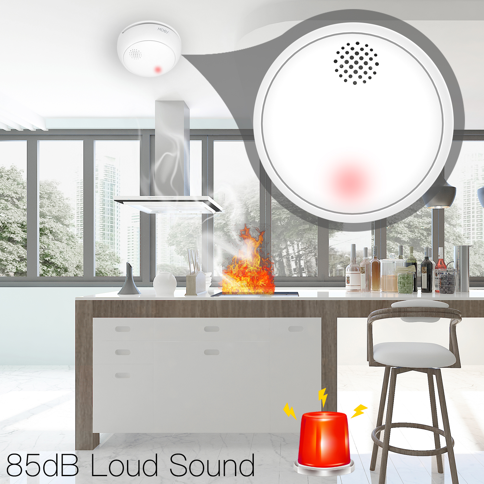 MOES ZigBee Smart Wireless Smo - Smoke Detector Interconnected ulasan dan harga