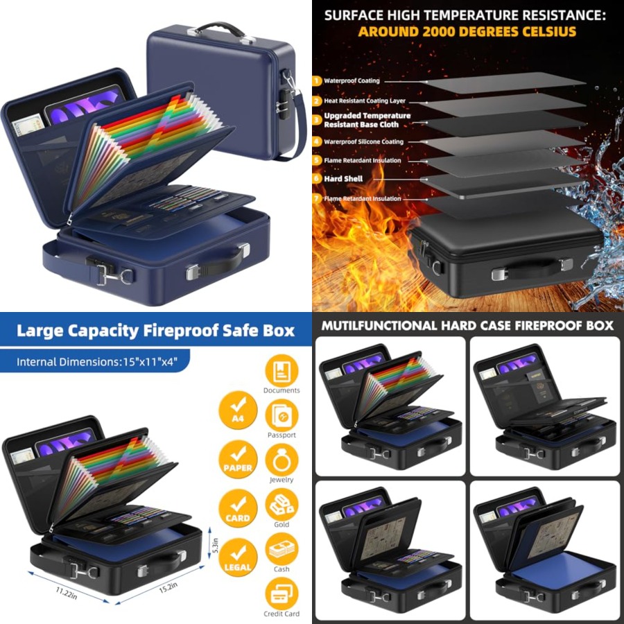 Fireproof Document Box with Lo - Fire Safe Document ulasan dan harga