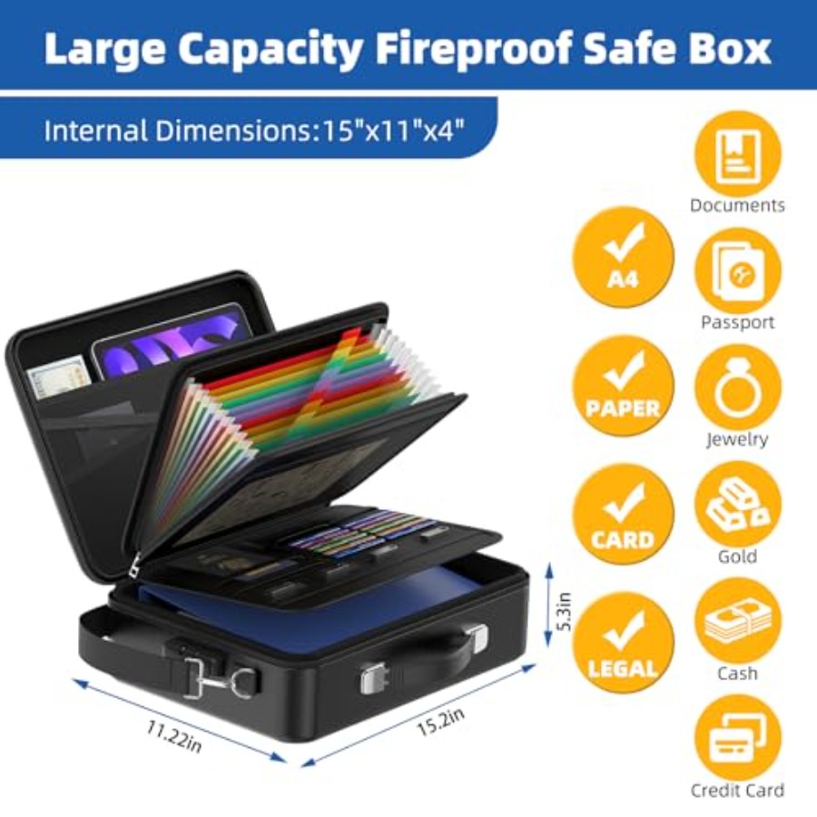 Fireproof Document Box with Lo - Fire Safe Document ulasan dan harga