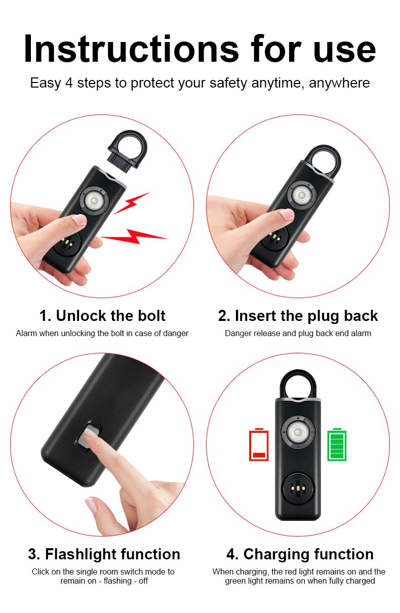 Women's 130dB Personal Safety  - Personal Alarm Keychain ulasan dan harga