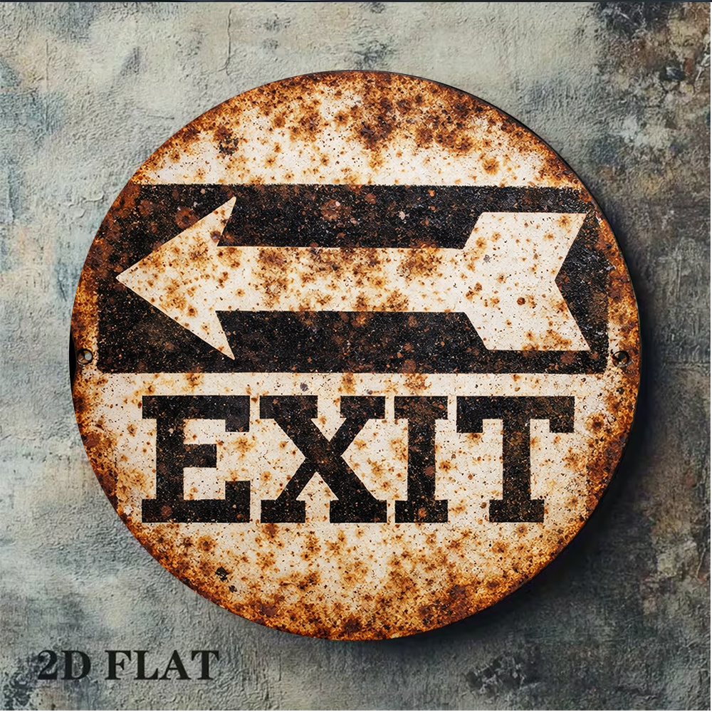 2D Metal Sign 8x8in/20x20cm Re - Emergency Exit Sign ulasan dan harga