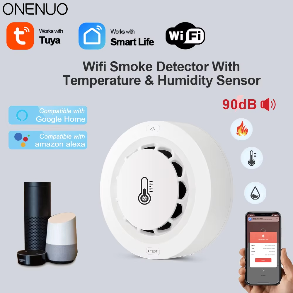 Tuya WiFi Smoke Alarm Temperat - Smoke Detector Interconnected ulasan dan harga